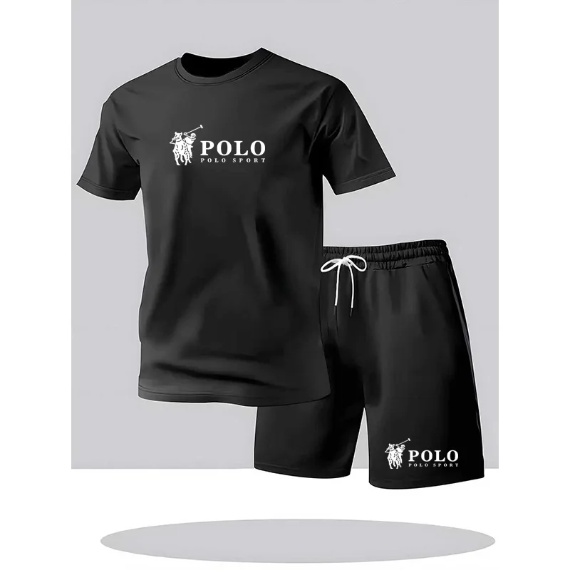Men's POLO Sport Short Sleeve T-shirt and Shorts Set Summer Casual Breathable 2 Piece Outfit for Men Streetwear Tracksuit - Image 4