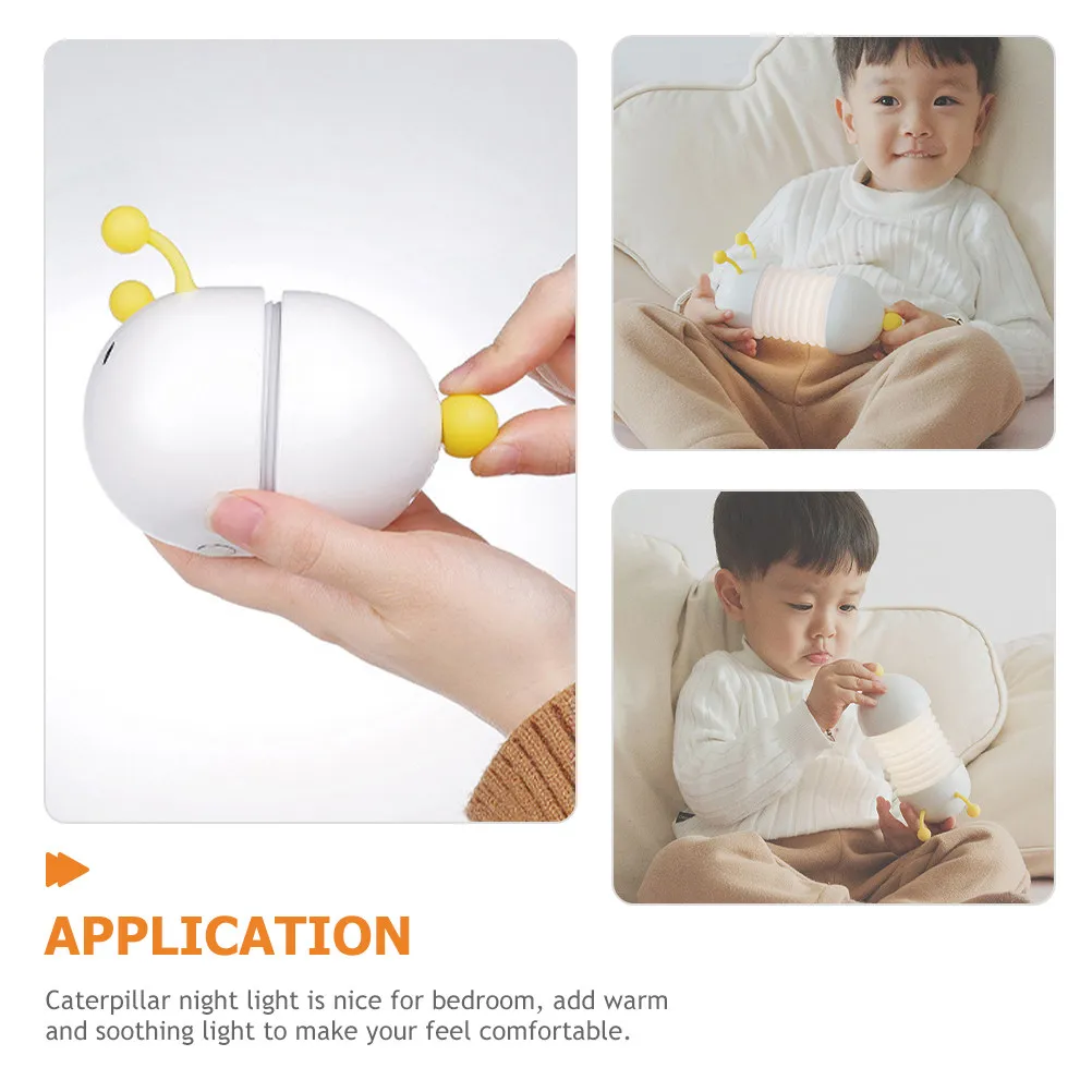 Caterpillar Shaped Night Light USB Charging 6 Hours Adjustable Length Soft Bedside Lamp Bedroom Nursery Decor