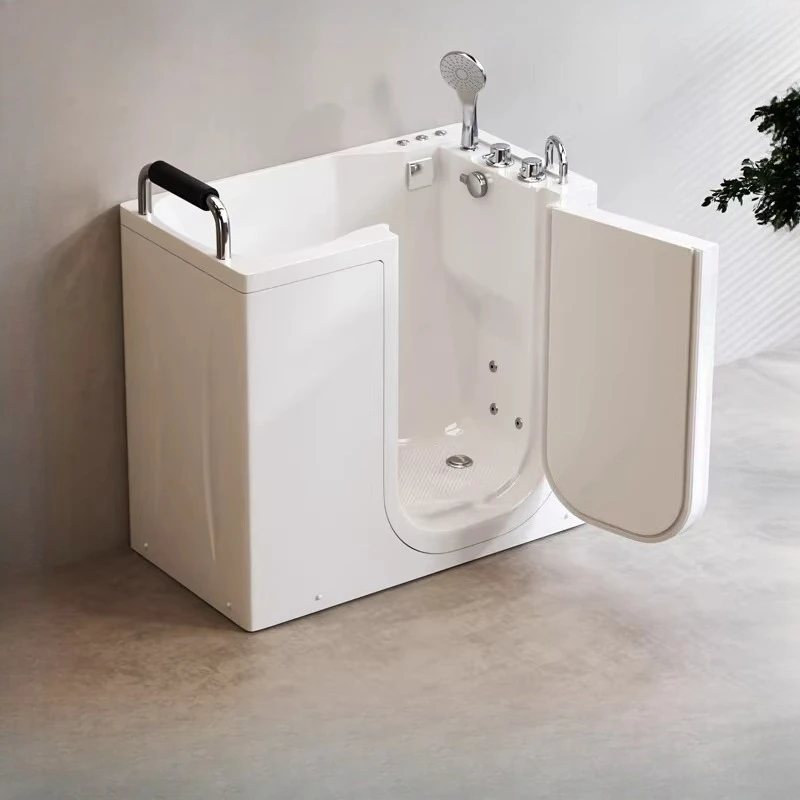 Walk-in elderly side door bathtub household barrier-free sitting deep bubble small apartment massage constant temperature