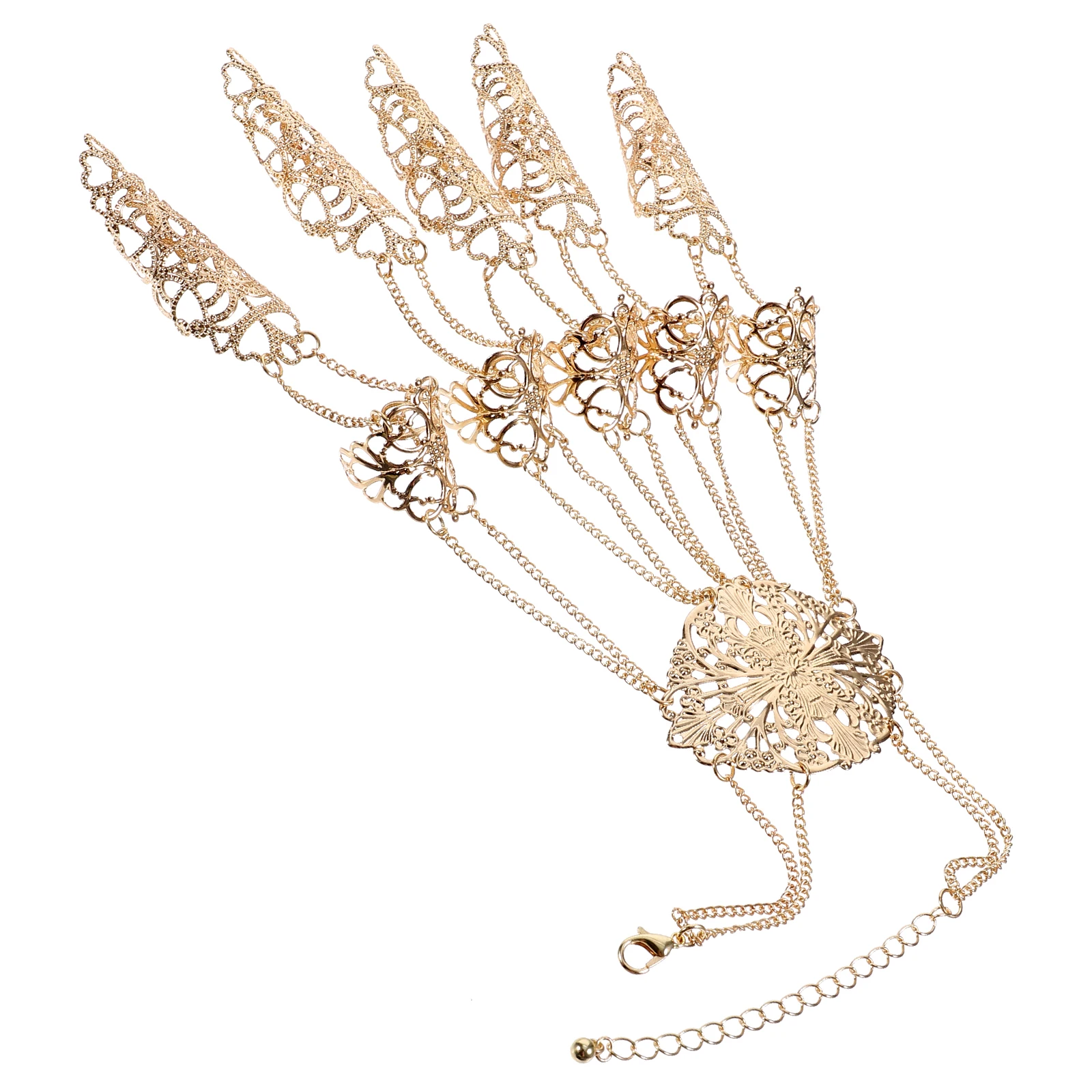 

Finger Claw Hand Chain Punk Style Bracelet Fingernail Tip Claw Hand Jewelry Accessories Black Color Dance Performance