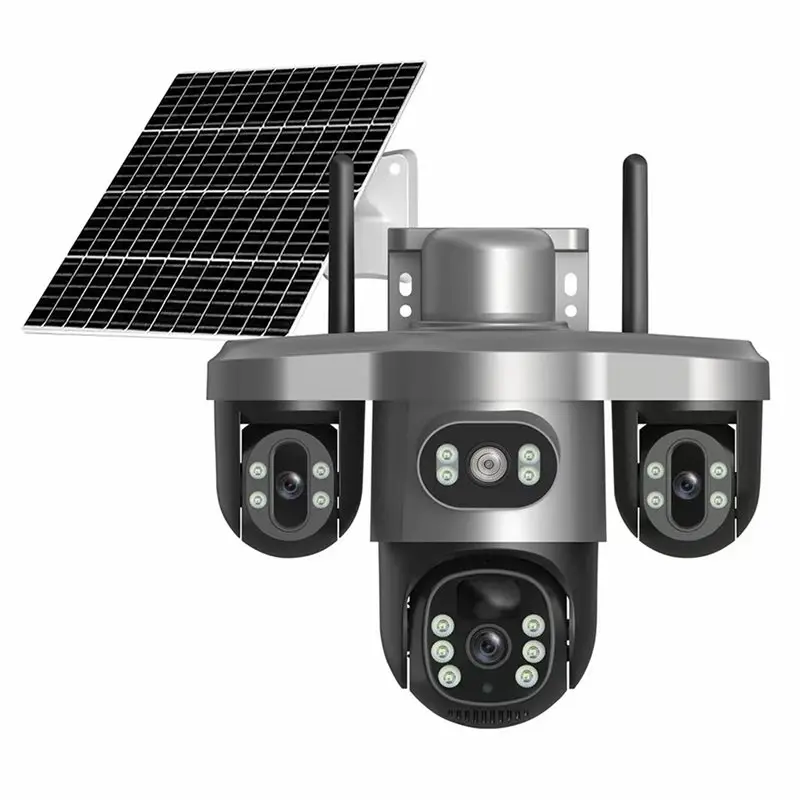 

T10B Wi-Fi на солнечной энергии, 3-объектив, 3-объектив, вращающаяся беспроводная интеллектуальная солнечная камера с одним объективом, камера с пистолетным шаром в одном