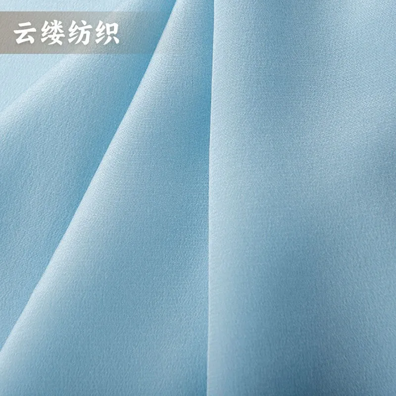 silk double crepe fabric light blue dyed spring and Summer women's dress shirt