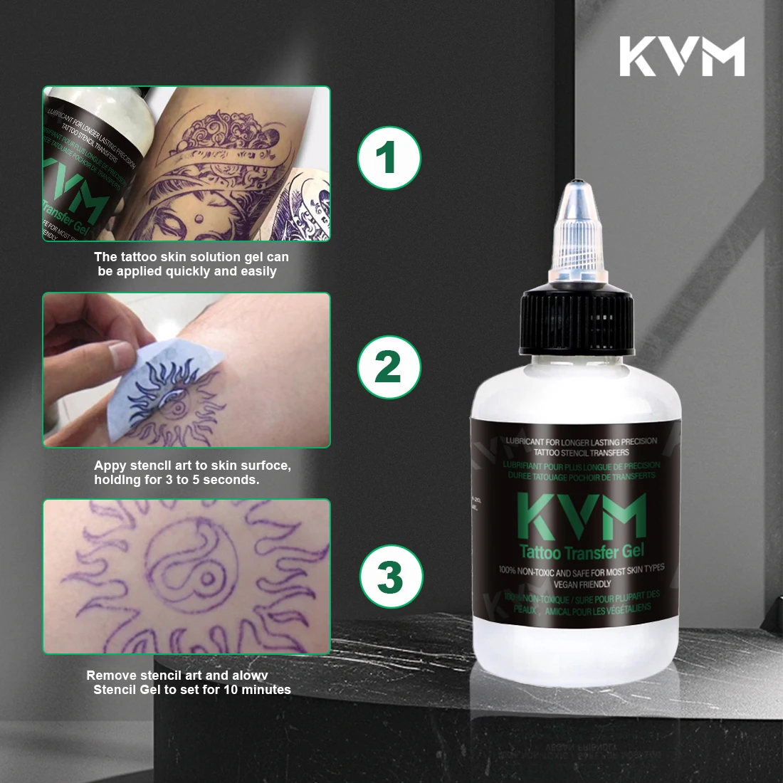 KVM 125/250 مللي المهنية الوشم استنسل نقل هلام ناسخة حرارية استنسل تطبيق الحل ماجيك جل الوشم اكسسوارات