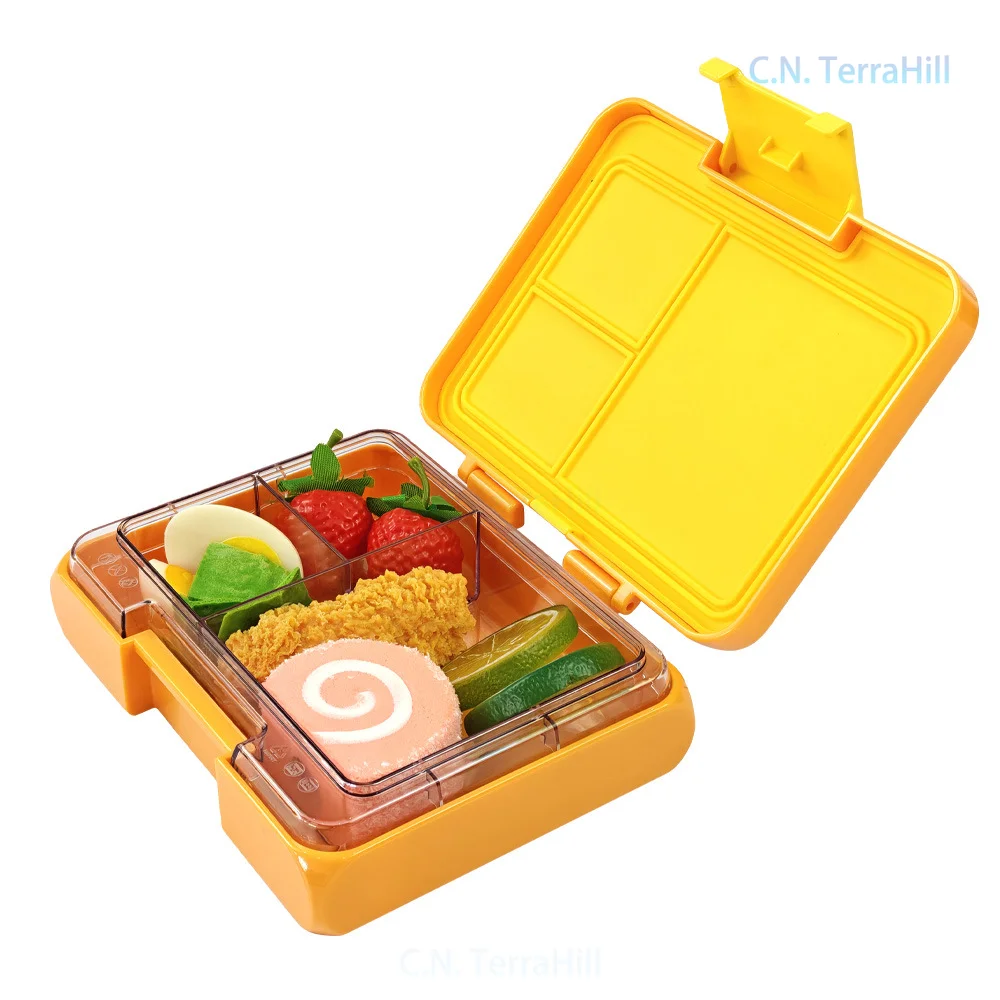 Tritan Lunch Box Leakproof Portable Food Container for Office Students 3-Compartment Daily Meal Storage