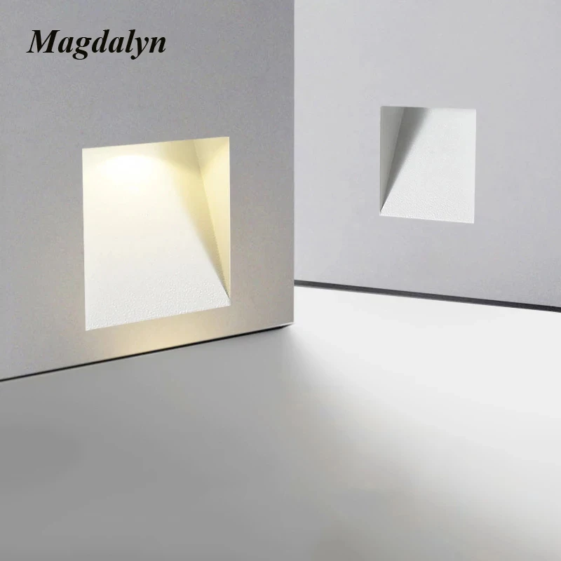 

Magdalyn Minimalist Ressessed Step Stair Light Sensor Outdoor Waterproof Night Sconce Modern DECO Led Shadeless Corner Wall Lamp