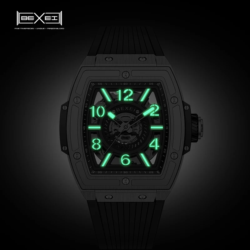 BEXEI 9138 watch for men automatic mechanical luminous skeleton Synthetic sapphire business Wrist watch waterproof Luxury new