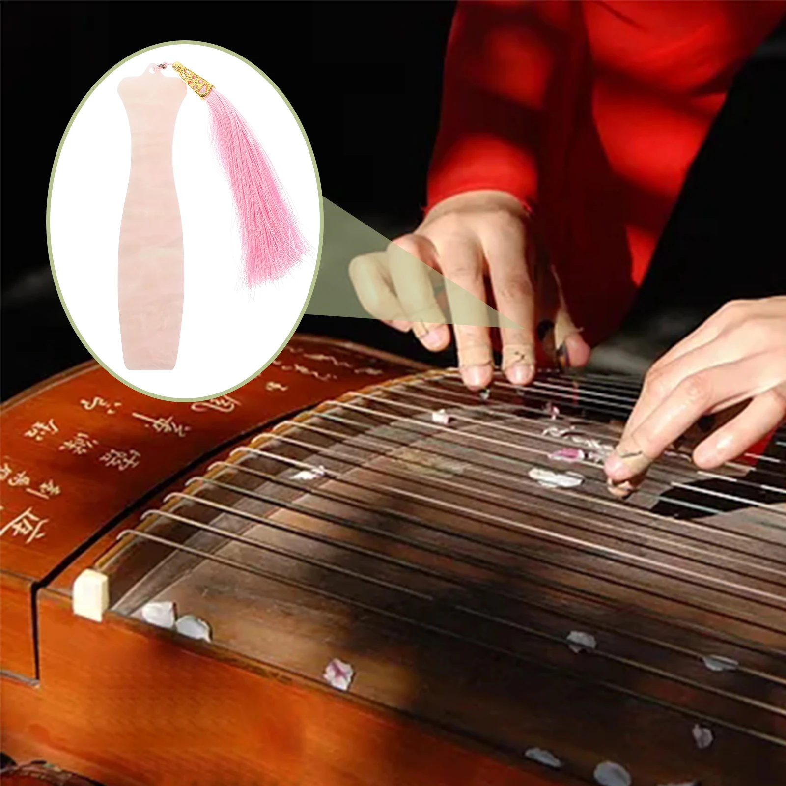 

Pipa Nail Storage Board Guzheng Nail Holder Vintage Tassel Plastic Durable Lightweight Practical Organizer for Pick Storage