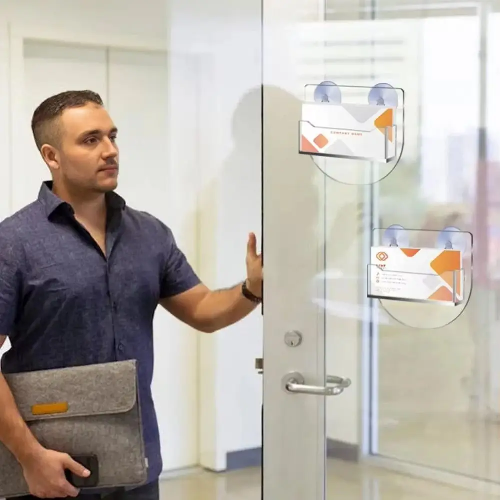 아크릴 명함 홀더 창 마운트 공간 절약형 명함 디스플레이 스탠드 흡입 컵 투명 명함 상자