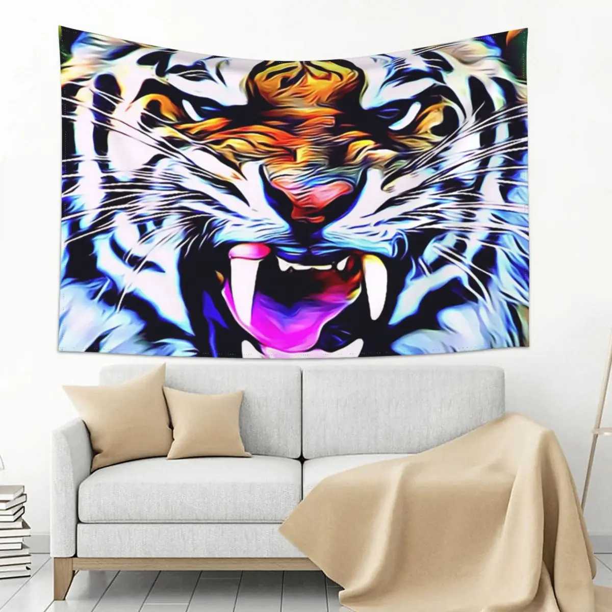 

Tiger Growl Tapestry Room Decor For Girls Decorative Paintings Wall Hanging Decor Tapestry