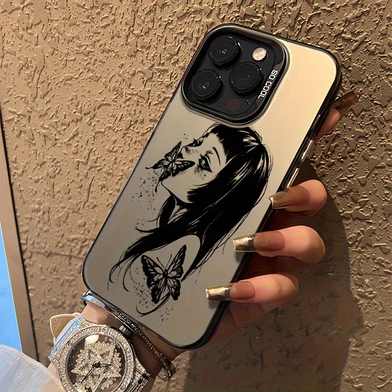 

Super cool butterfly girl phone case for iPhone 17 16 15 14 13 12 11 Pro/ Max/Plus shock-proof rear cover anti-fingerprint