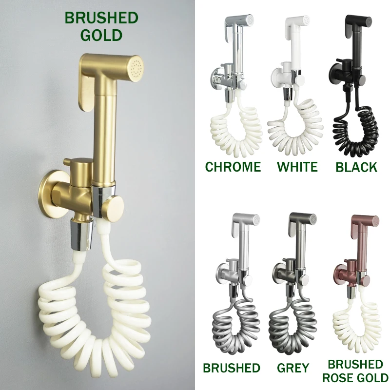 Brass Handheld Toilet Bidet Sprayer Bath Accessories Black Bidet Faucet for Bathroom Sprayer Shower Head Self Cleaning White