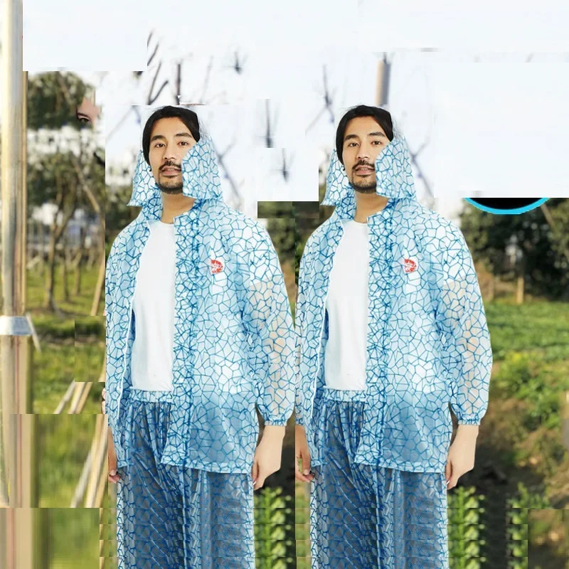 Мужской водонепроницаемый прозрачный плащ из ПВХ с абстрактным принтом, свободная непромокаемая куртка с капюшоном, брюки Sut