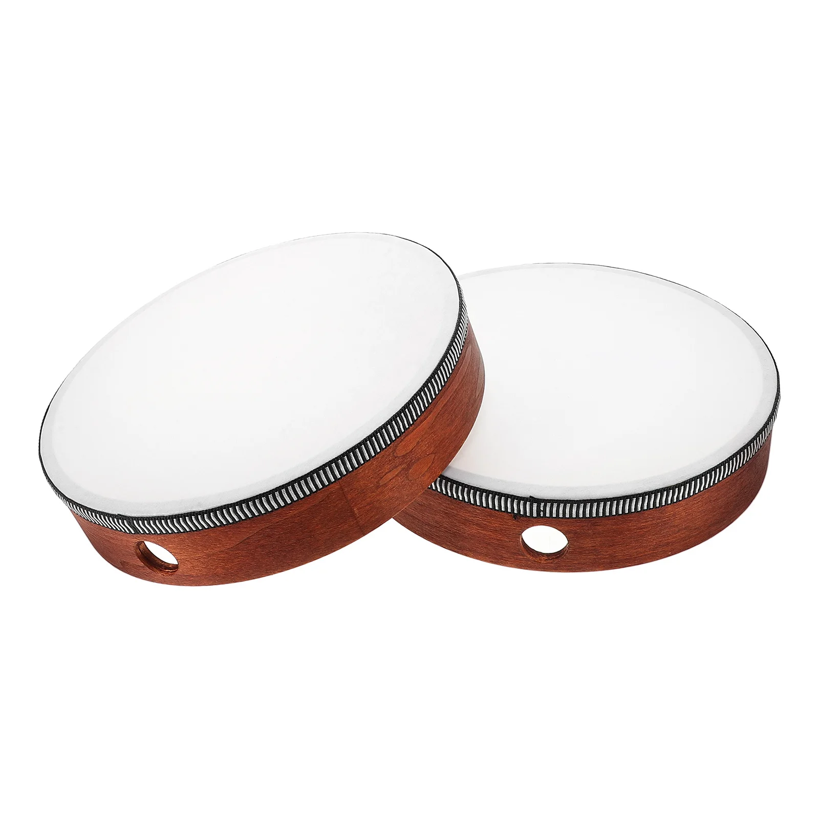 2 Stück 20,3 cm großes Holz-Tamburin-Handschlaginstrument, sorgfältig handgefertigt, vielseitige Verwendung für Anfänger, Musiker