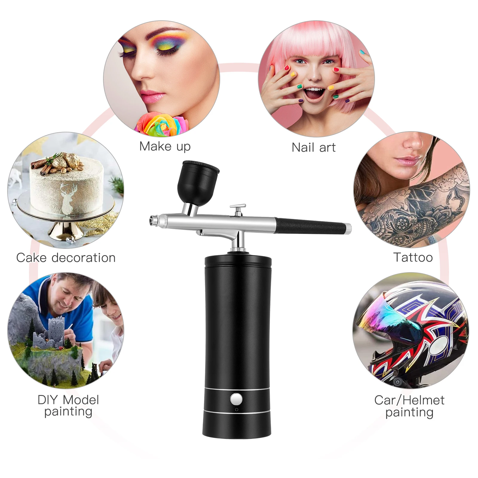 

Airbrush Kit 2 Speeds Black USB Charging Nail Nail Airbrush Art Model Painting Compressor Machine Tool