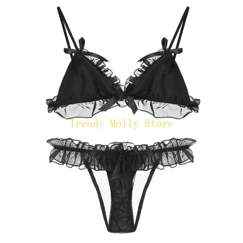 

N5KB Womens Sexy Cosplay Lingerie Set Lace Bra Panties Babydol