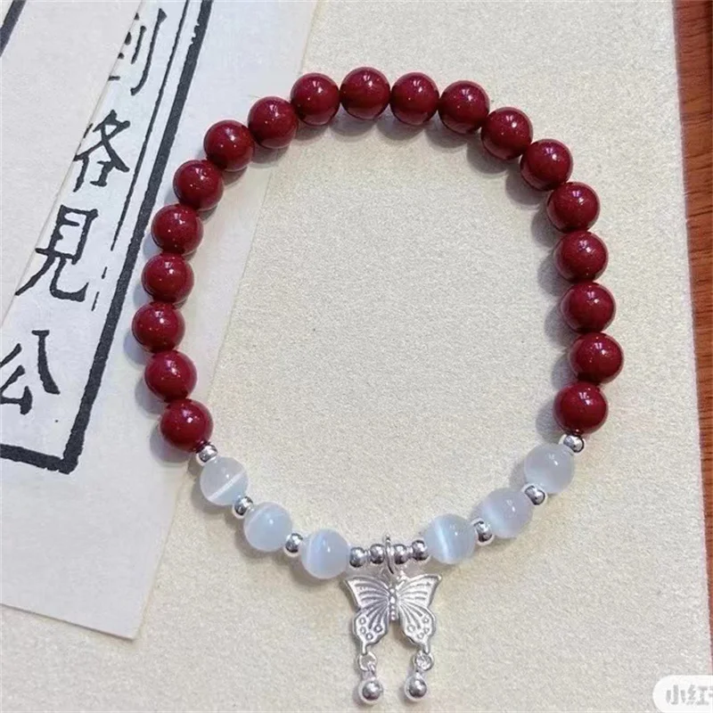 

999 sterling silver cat's eye stone women's bracelet, with a simple and elegant Chinese design and a high-end butterfly bracelet