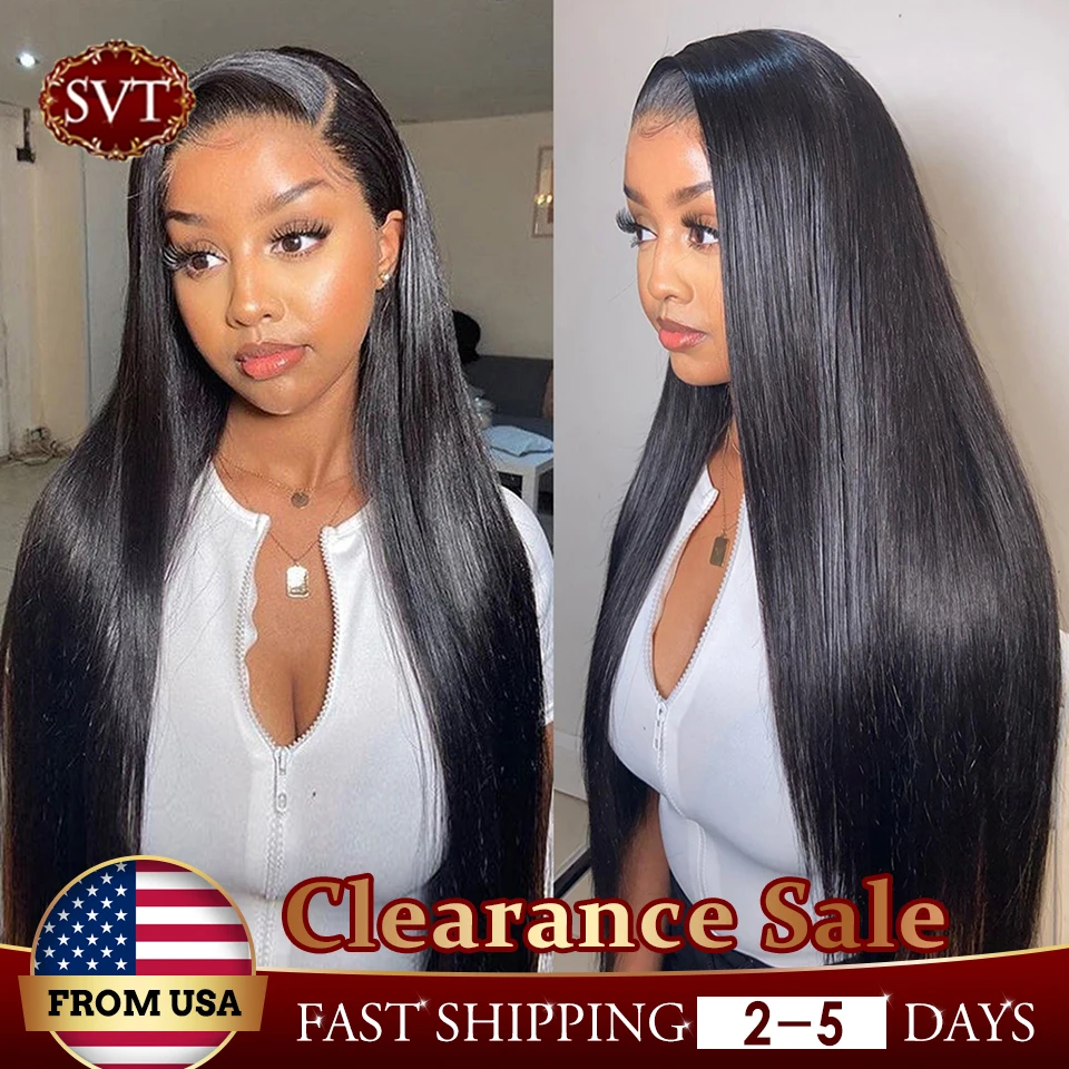 30 Inches 13x4 Straight Lace Front Human Hair Wig SVT Bone Straight Human Hair Wigs Brazilian Preplucked Hairline With Baby Hair