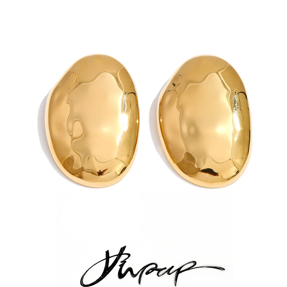 Yhpup 35*50mm aço inoxidável geométrico minimalista à prova dwaterproof água brincos declaração temperamento jóias para mulher atacado