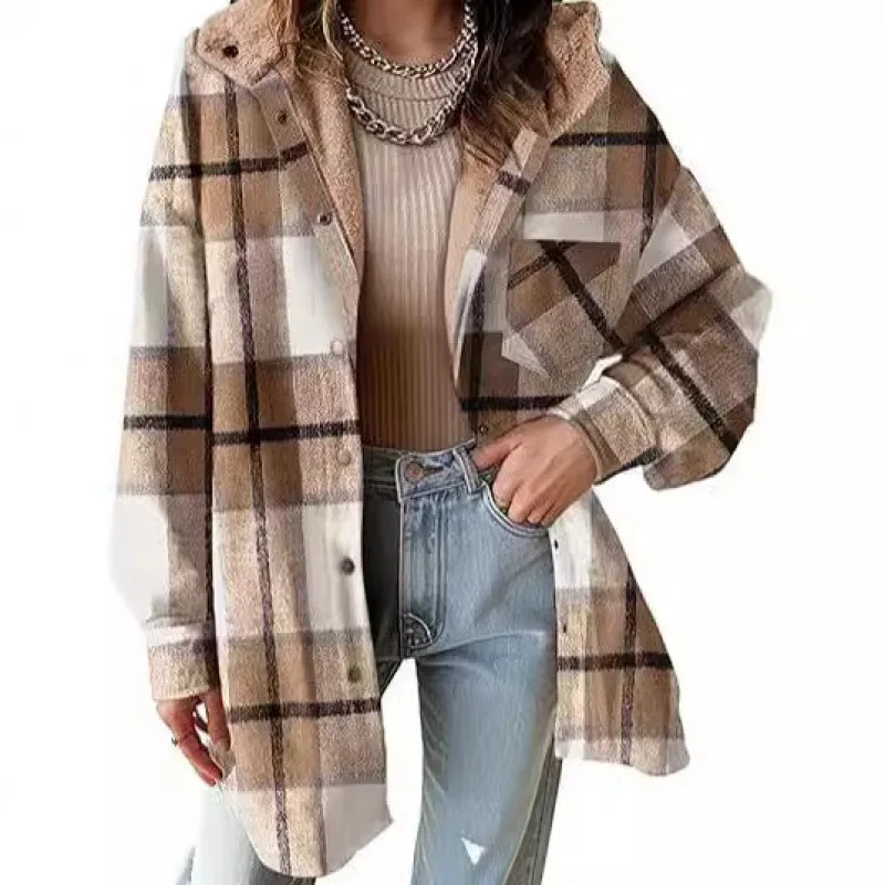 Lady Cloth New Flannel. Plate Mid-length Long-sleeve Shirt Autumn. Hooded. Jacket For Women. Birthday Dress Party Outfits Lace