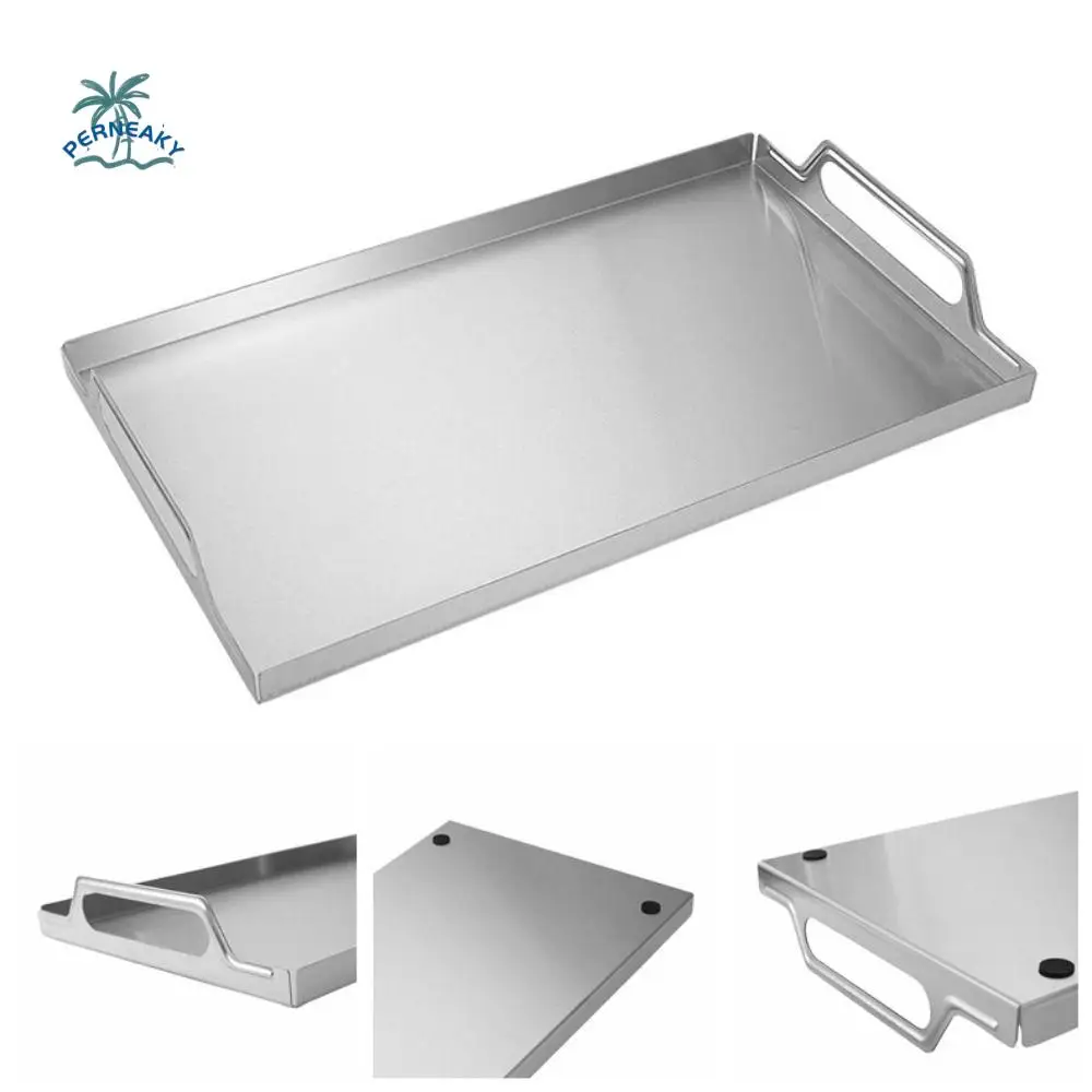 

Portable Food Serving Tray Stainless Steel Sturdy Food Grill Plate Decorative Rectangular Fruit Storage Tray Table Decor