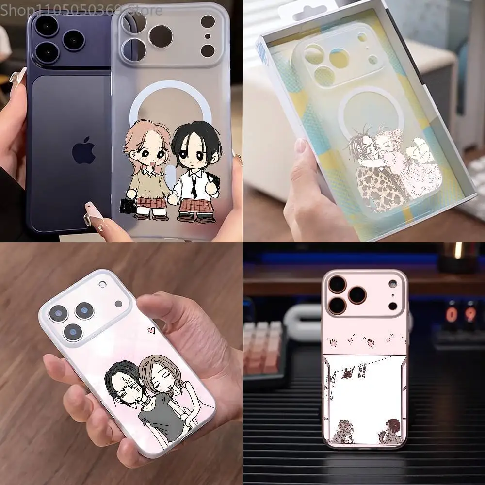 

N-Nana and H-Hachi Phone Case For iPhone 17,16,15,14,13,12,11 Pro,Max,Plus,Mini,Air,E Magnetic Magsafe Frosted Transparent