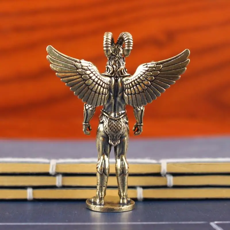 Messing-Dämonen-Schaf-Figur, Retro-Metallkunstwerk, Tischdekoration mit Engelschaf-Menschen-Gesicht, Kreatives Ornament, Tierskulptur – Detail 8
