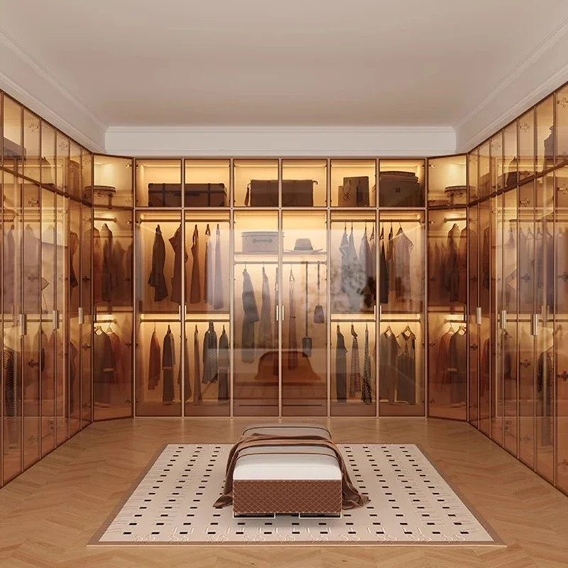 قماش مفتوح خزانة عرض خشبي الحد الأدنى الحديثة خزانة مجوهرات مكعب وحدات يمكن ارتداؤها تخزين أثاث صالون غواردا روبا