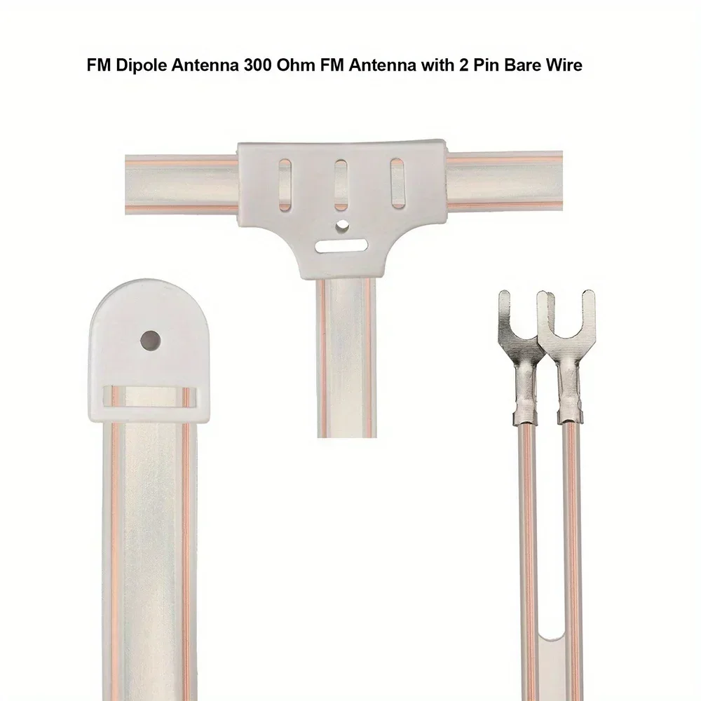 300-Ohm FM-dipool T-vorm radio-antenne met spade-terminal voor indoor home kabel stereo tuner-ontvanger