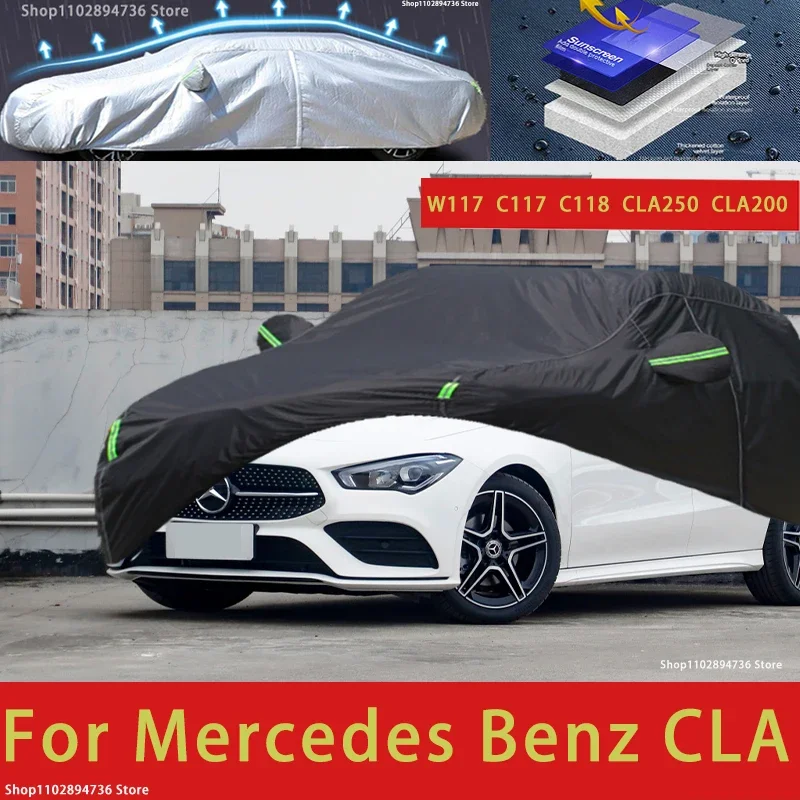 

For Mercedes Benz CLA C117 C118 CLA250 Outdoor Protection Full Car Cover Covers Sunshade Waterproof Dustproof Black Car Cover