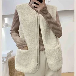 6XL New Lambhair Women's Vest Korean 2023 Autumn/Winter Casual Loose Vest Tank Top Female Large Size Sleeveless Waistcoat Jacket