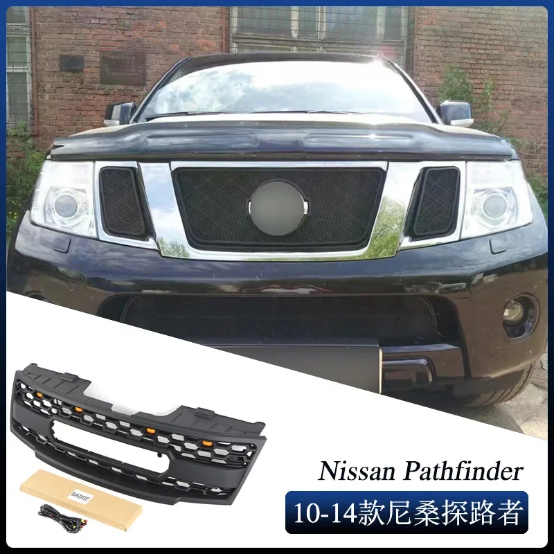 car Front Bumper Grille Trim for 2010-2014 Nissan Pathfinder led light auto Racing grills