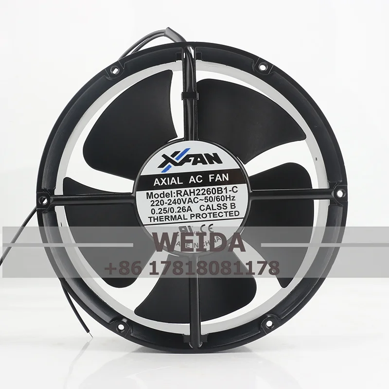 

XFAN AC220-240V 0.25/0.26A DC EC 22060 220X220X60MM 22CM Circular High-temperature-resistant Cabinet RAH2260B1-C Cooling Fan