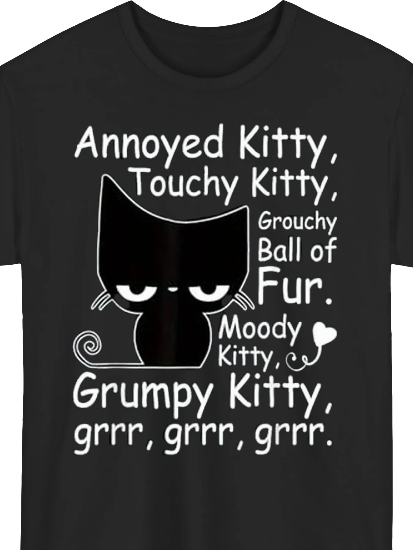 Men'S Oversized 180gsm Heavyweight T-Shirt with Annoyed Kitty Graphic Print | Breathable Crew Neck, Short Sleeve, Casual Tee for All-Season Comfort, Humorous Lettering Design, Plus Size