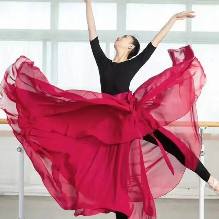 Y 2022 hiver femmes automne danse du ventre en mousseline de soie violet à lacets Ballet danse classique Performance élégante pratique jupes longues