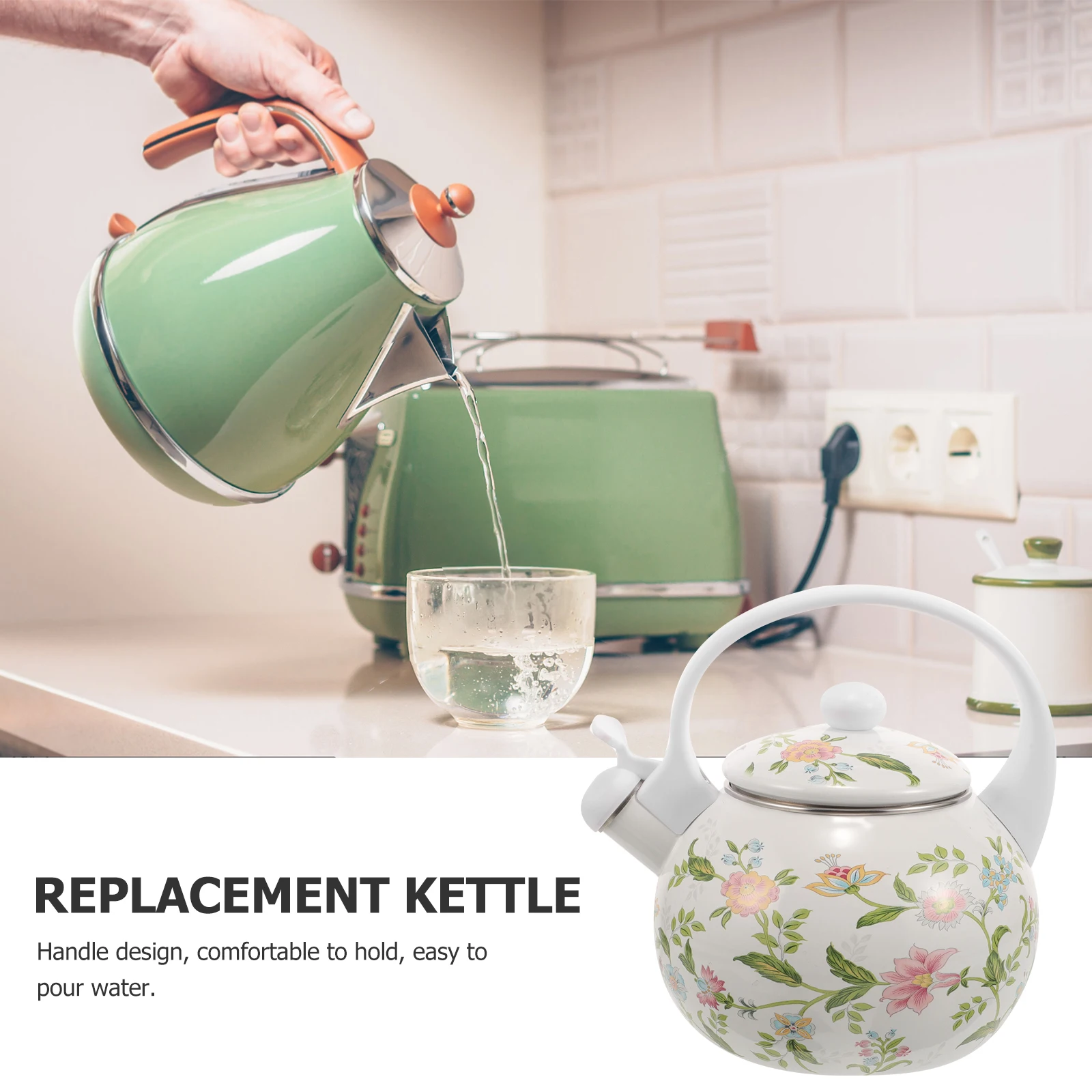

Enamel Tea Kettle Large Capacity Thickened Stovetop Compatible for Induction Cooktops Open Flame Easy Clean Home Office