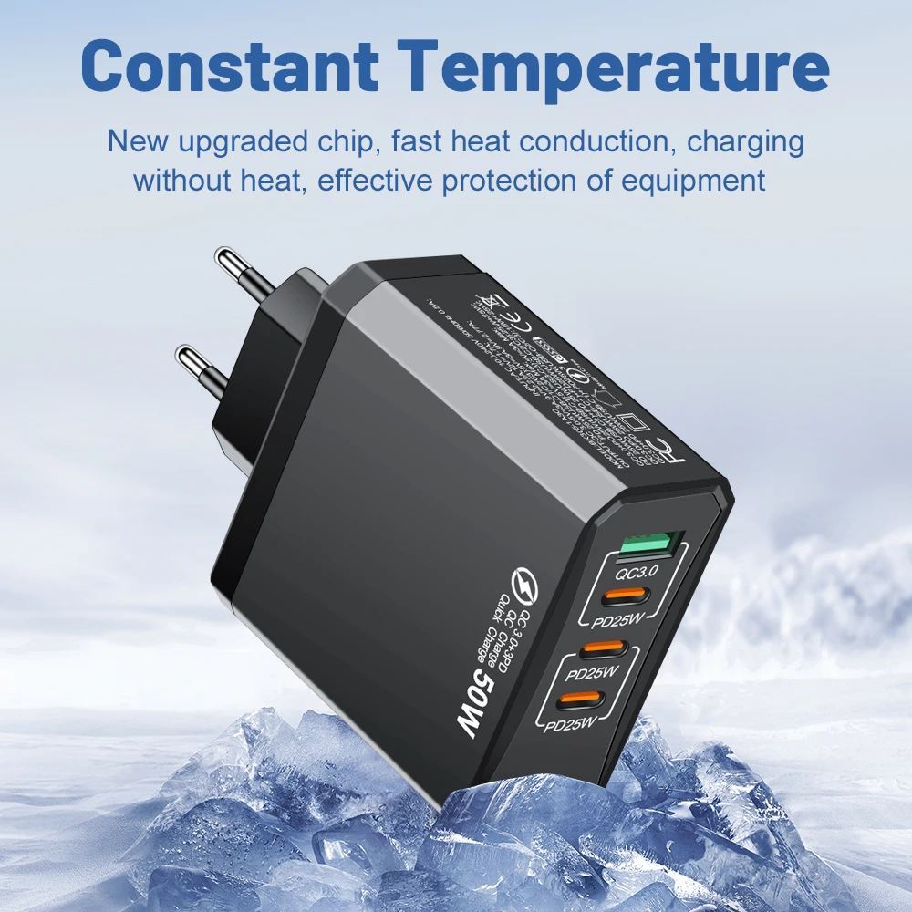 Pengisi daya Cepat Tipe C 4 port 100W pengisi daya USB Samsung Xiaomi untuk IPhone 14 15 Pro Huawei Pura 70