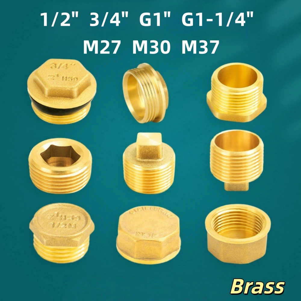 Brass Stopper End Cap Plug with Sealing Ring Plug Male Thread 1/2 3/4 G1 G1-1/4