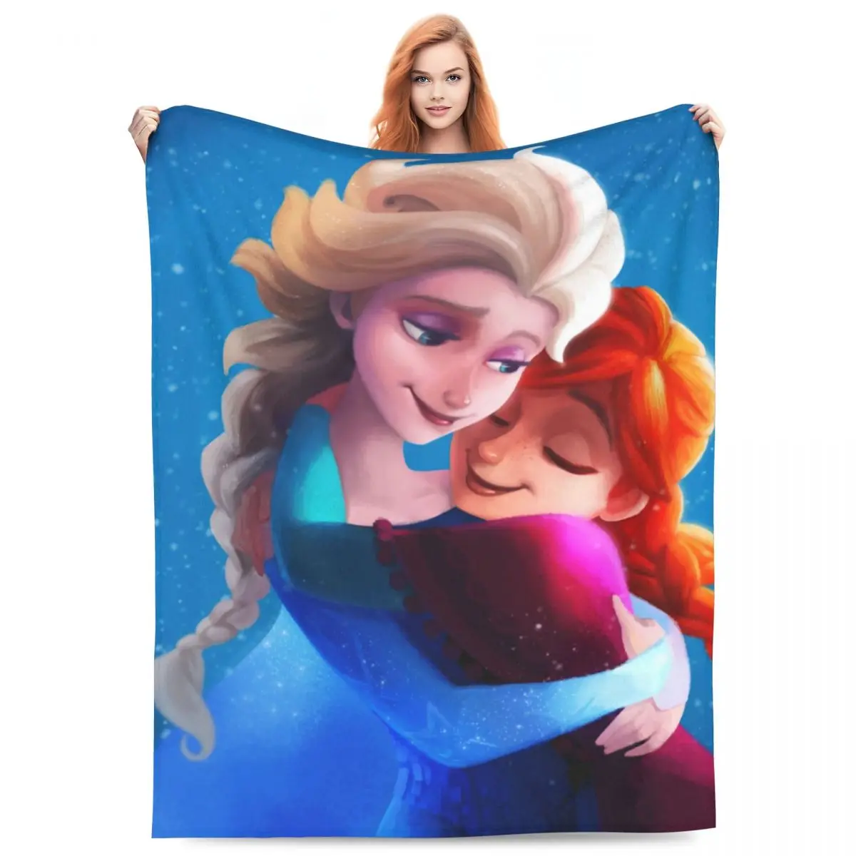 Frozen Sisters Girly Flannel Blankets Soft Durable Throw Blanket for Home Decor Picnic Fluffy Bedspread Sofa Bed Cover