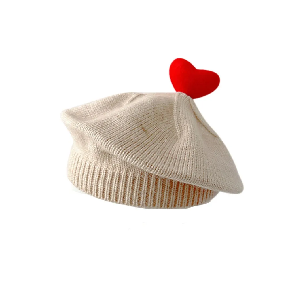 

Knit Bonnet Baby Beret Hat Cute Fashion Autumn Winter Children Hat Flat Hat Warmer Artist Painter Cap Baby Children Kids