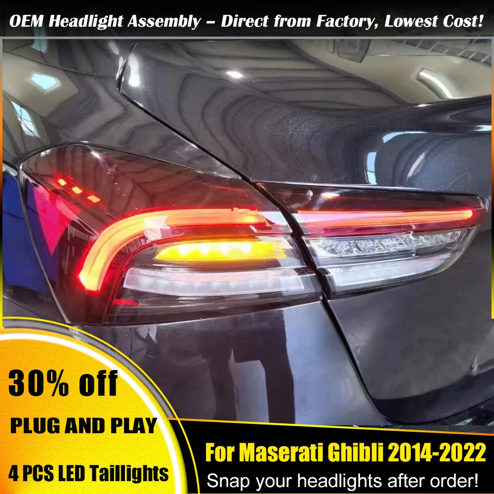 

2X автомобильные фары для Maserati Ghibli 2014-2022, светодиодные автоматические задние фонари в сборе, обновление, новейший стиль, дизайн, аксессуары для сигнальных ламп