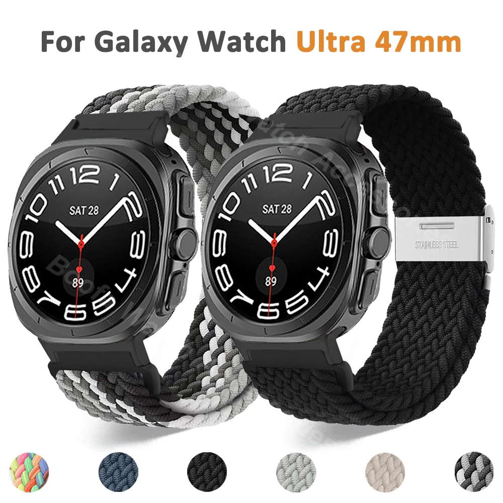 

Плетеный нейлоновый спортивный ремешок для Samsung Galaxy Watch Ultra 47 мм, мужской браслет унисекс, браслет-петля для GALAXY Watch ULTRA 47 мм, ремешок без зазора
