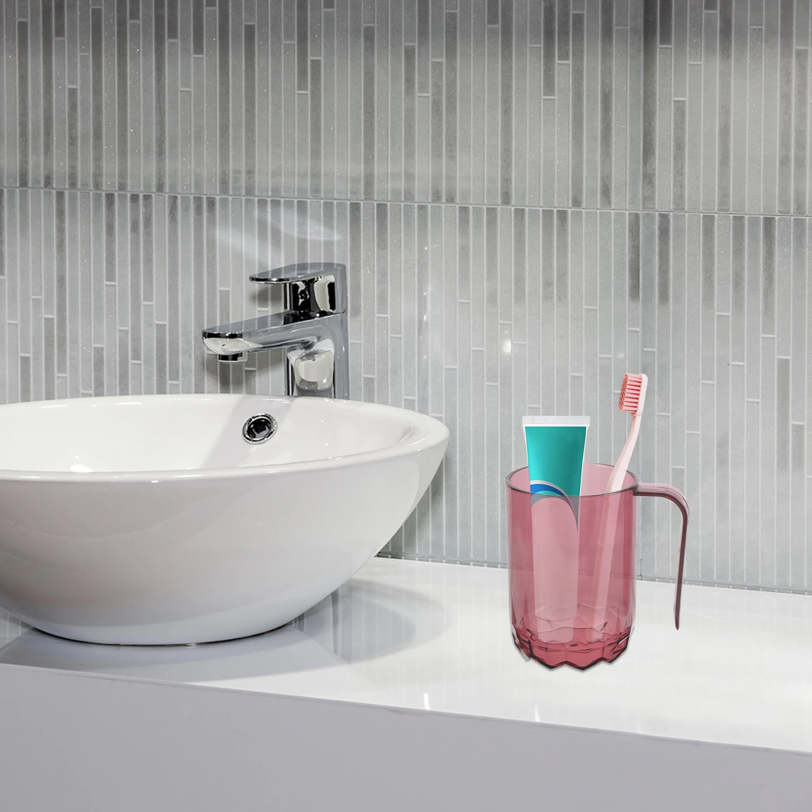 

Nordic Simple Mouthwash Cup Toothbrush Holder Bathroom Storage ganizer Plastic Tumbler Set Travel Reusable Tooth Container