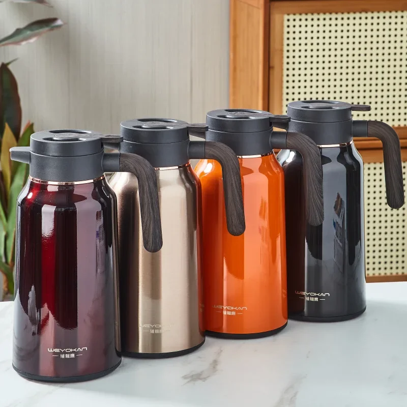 1.5/2L Stainless Steel THERMAL WATER BOTTLE With Copper-plated Inner Liner,Double-layer Vacuum Drinkware,Large Capacity Teapot