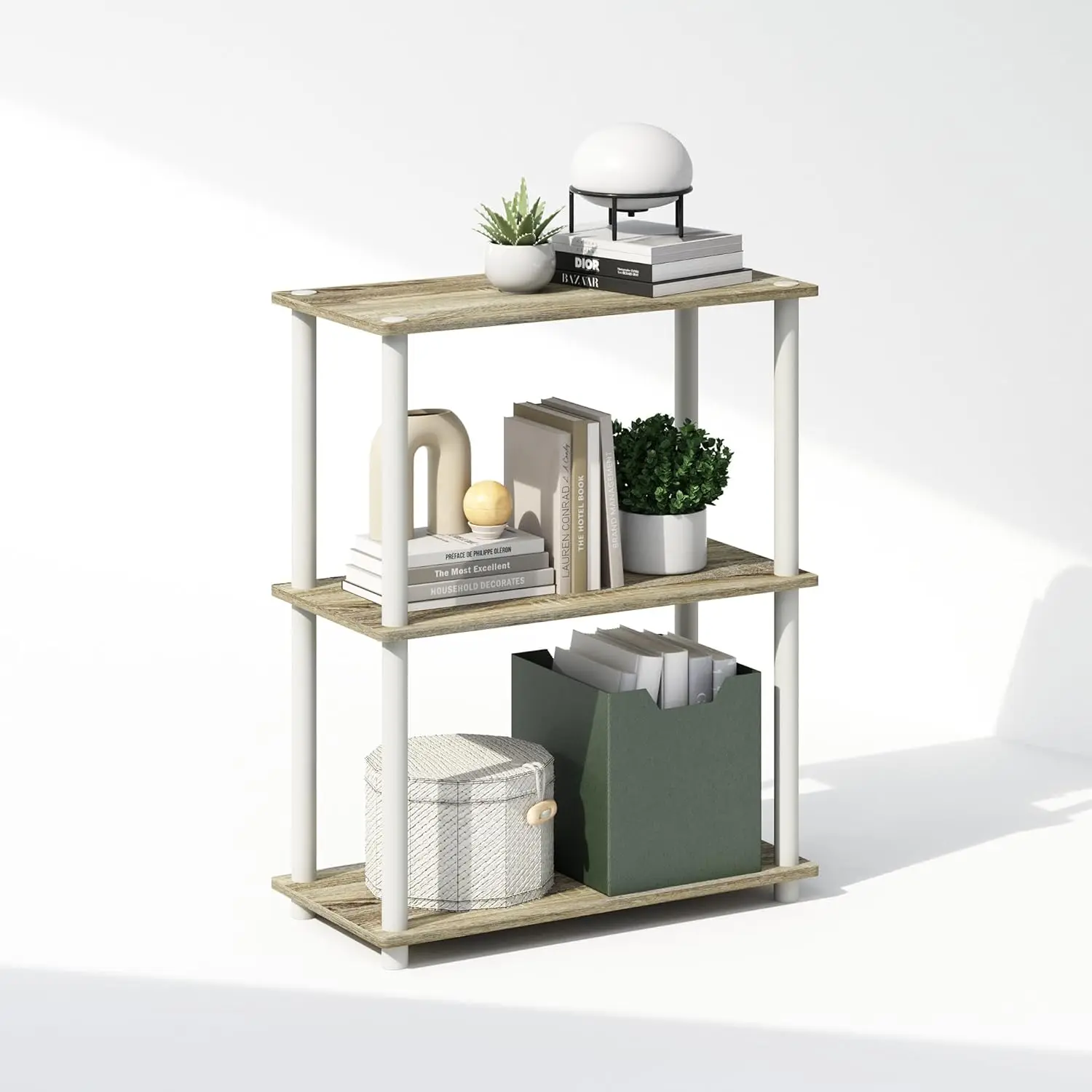 

Turn-N-Tube Book Shelf, 3-Tier Bookshelf, Bookcase with ltipurpose Compact Display Rack, 11.6 x 23.6 x 29.6, for Livin