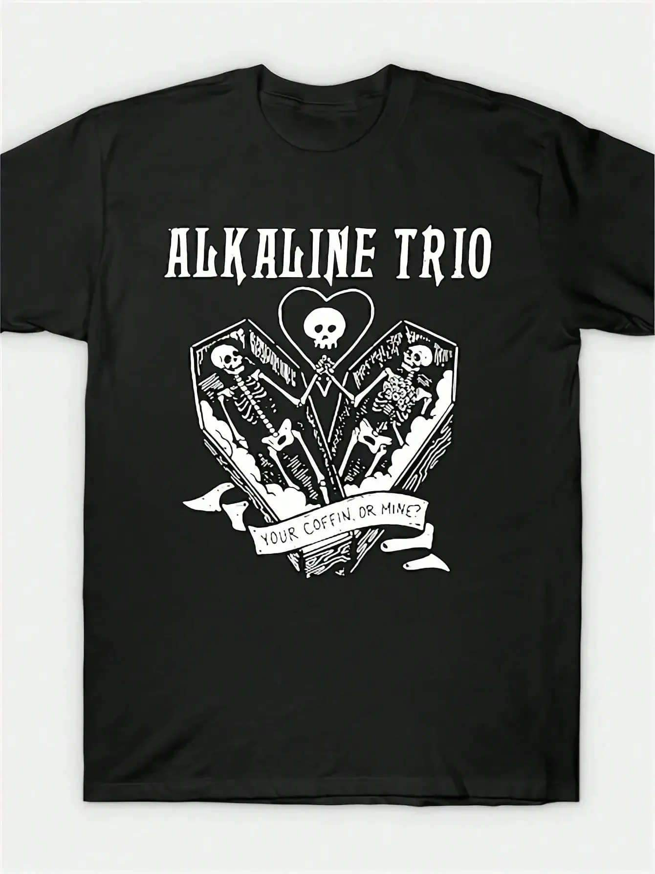 

Футболка Alkaline Trio YOUR COFFIN OR MINE с принтом, черная, 180 г, новинка, из чистого хлопка, подходит для дней рождения, ежедневных поездок на работу