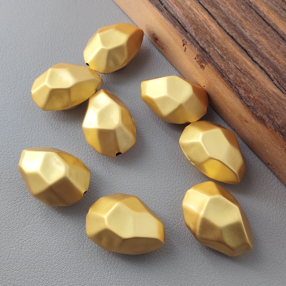 20 PCS Matte Finish Chunk 20x21mm Beads Gold Color DIY Beads Handmade Components Jewelry Supplies