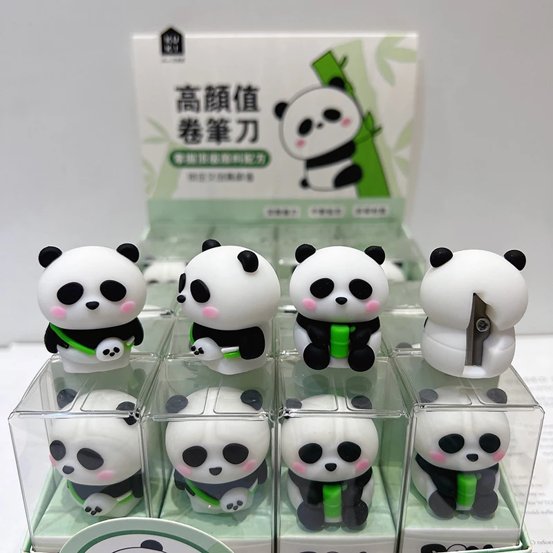 Cute Panda Pencil Sharpener Silicone Cartoon Single Hole Pencil Cutter Korean Stationery for School Kids Gifts Office Supplies