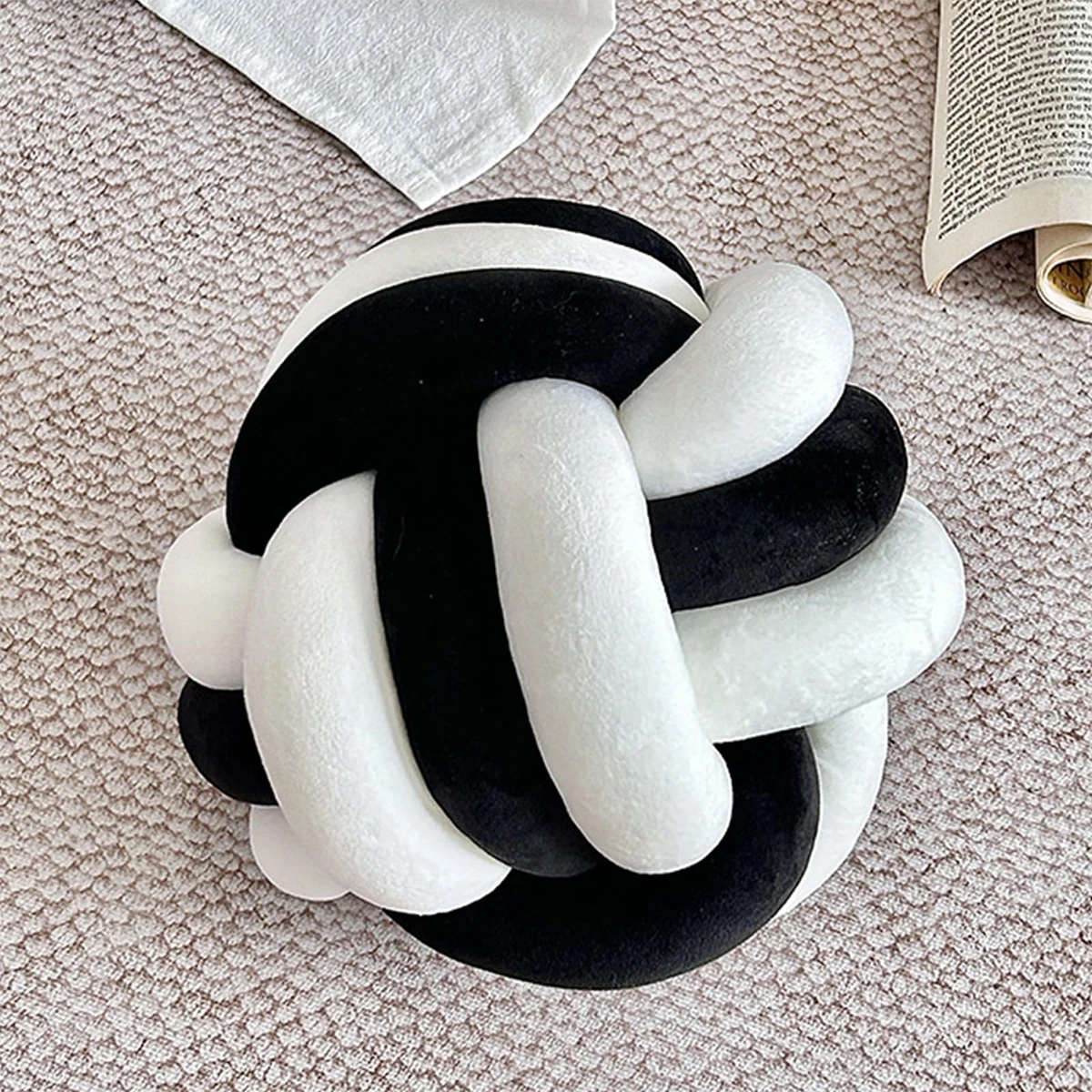 Hand Knotted Ball Pillow – Soft Round Knot Cushion for Modern Home Decor