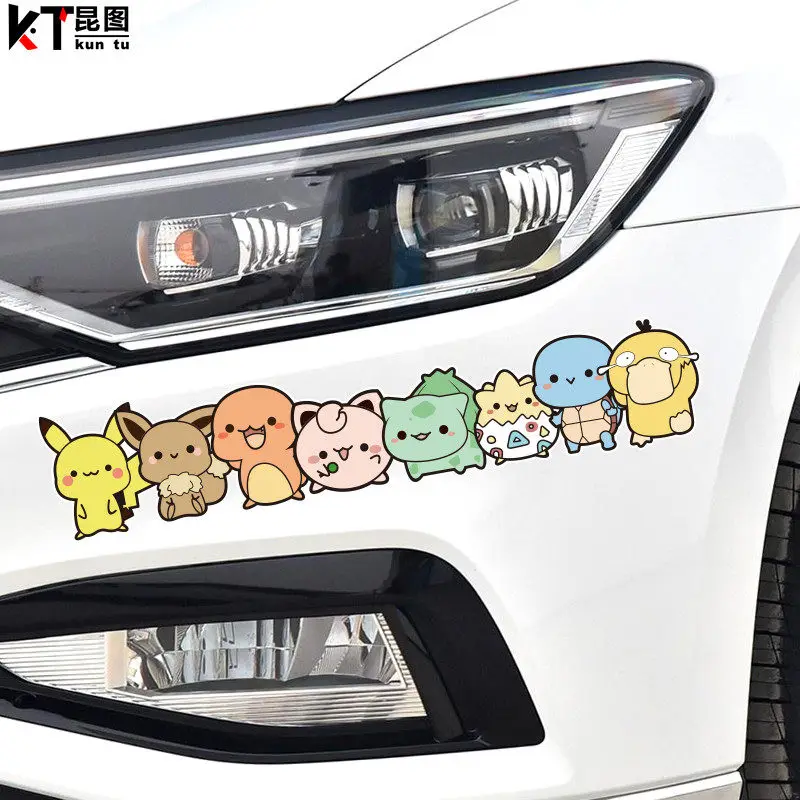 

Hot Sale Q Version Pokemon Long Car Sticker Waterproof Vinyl Decal Scratch Cover for Electric Scooter Car Bumper Cute Decor