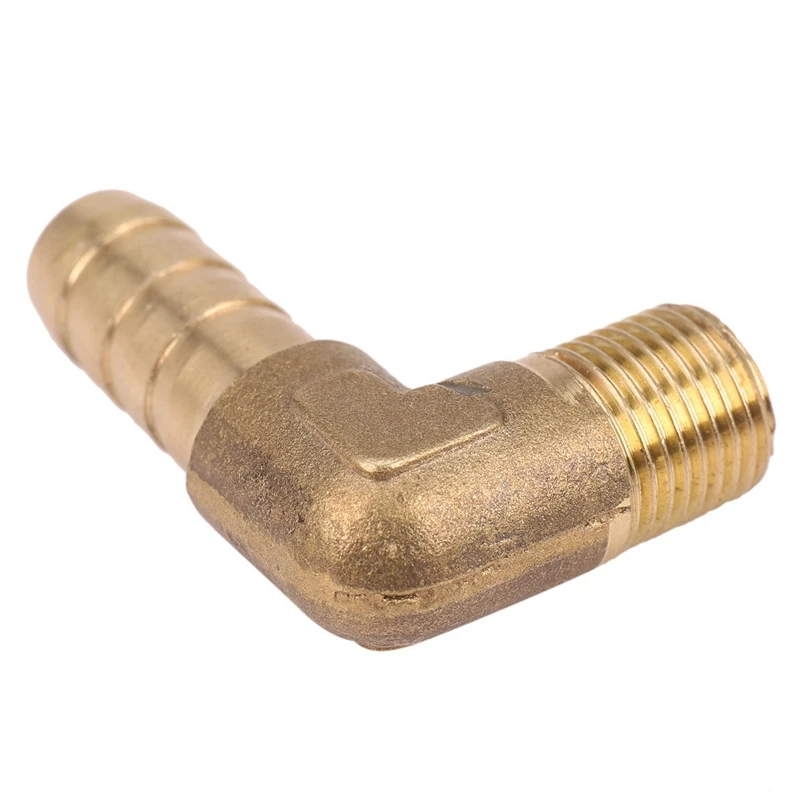 5Pcs 8Mm Hose X 3/8 Inch Male Thread 90 Degree Brass Elbow Barb Coupler Connector